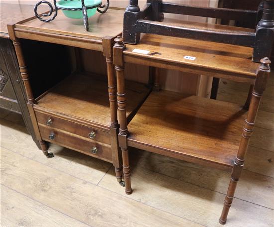 A Regency mahogany four-tier whatnot, now converted into two occasional tables, W.46cm